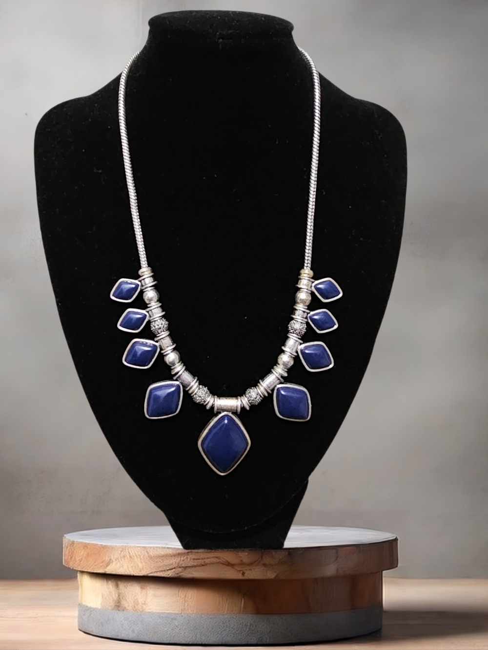 Lucky Brand Silver-Tone Necklace with Blue Stones